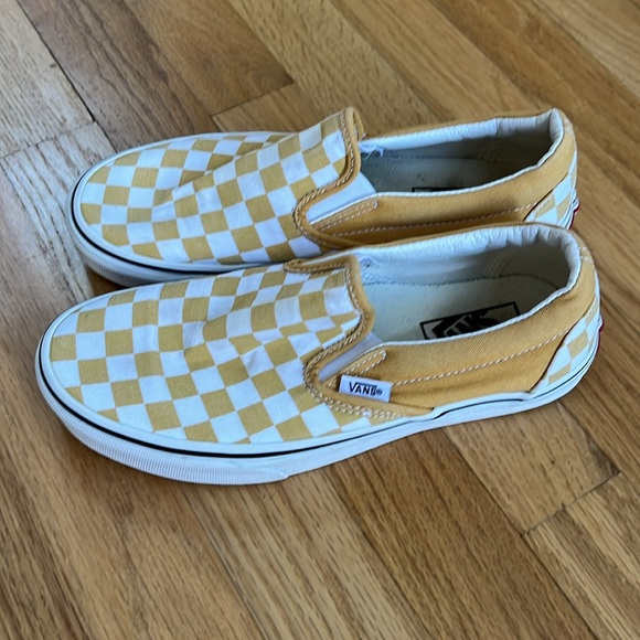 Unisex yellow checkered classic Vans, men sz 5.5 women sz 7 - Picture 2 of 6